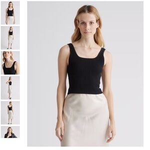Quince Crop Square Neck Rib Knit Tank Top